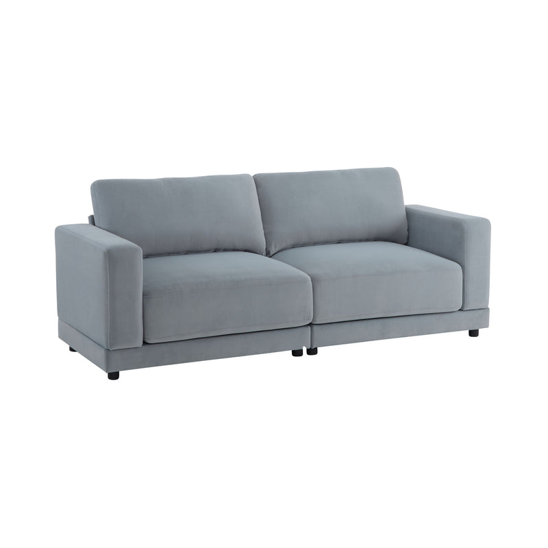 Modern Square Arm Sofa With Soft Fabric Upholstery, Deep Cushions - R&R Furniture Gallery (Fountain Valley, CA)