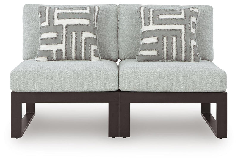 Outdoor sectional from Signature Design by Ashley Beachloft series, featuring a stylish stationary sectional for outdoor lounging.
