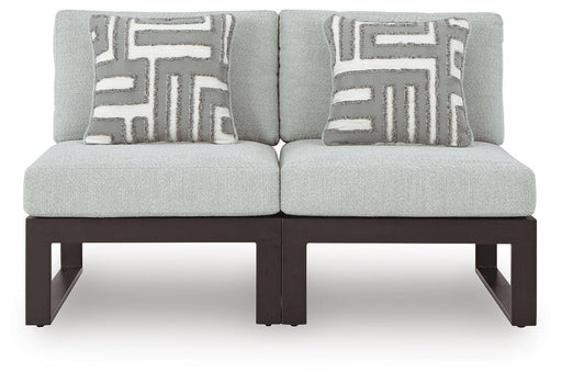 Outdoor sectional from Signature Design by Ashley Beachloft series, featuring a stylish stationary sectional for outdoor lounging.