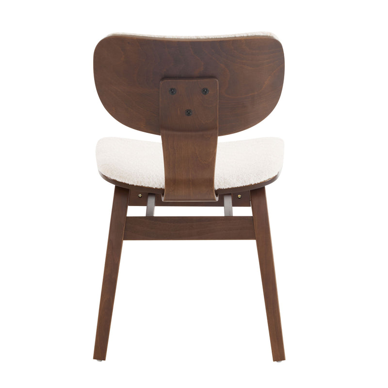 Modern Boucle Fabric Upholstered Side Chair, Bentwood Frame - White / Walnut - R&R Furniture Gallery (Fountain Valley, CA)