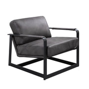 Locnos - Accent Chair - Gray Top Grain Leather & Black - R&R Furniture Gallery (Fountain Valley, CA)