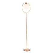 Lumi Source Moon contemporary floor lamp with gold finish and frosted glass shade, modern lighting for living rooms or bedrooms.