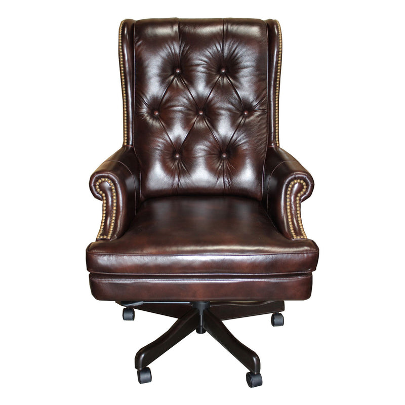 Dc#112 - Leather Desk Chair - Havana With Brown Base - R&R Furniture Gallery (Fountain Valley, CA)