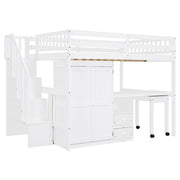 Loft Bed With Stairs, Bookshelf, Drawers, Desk & Wardrobe, Space Saving Multifunctional Furniture - R&R Furniture Gallery (Fountain Valley, CA)