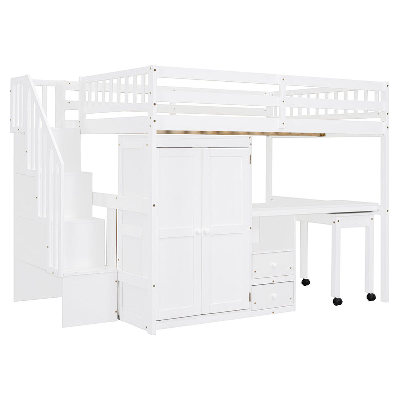 Loft Bed With Stairs, Bookshelf, Drawers, Desk & Wardrobe, Space Saving Multifunctional Furniture - R&R Furniture Gallery (Fountain Valley, CA)