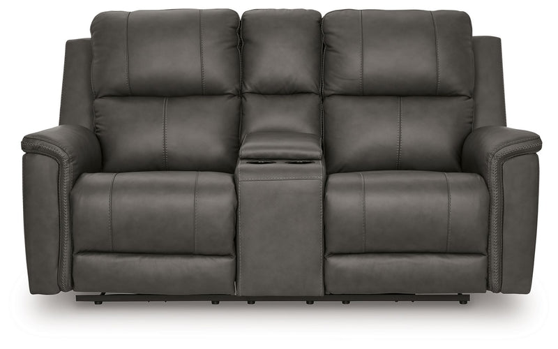Bleckley - Power Reclining Loveseat With Console / Adjustable Headrest - R&R Furniture Gallery (Fountain Valley, CA)