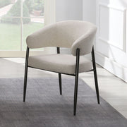Jirina - Chenille Arm Chair With Metal Legs (Set of 2) - Beige & Black - R&R Furniture Gallery (Fountain Valley, CA)