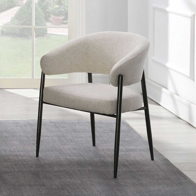 Jirina - Chenille Arm Chair With Metal Legs (Set of 2) - Beige & Black - R&R Furniture Gallery (Fountain Valley, CA)