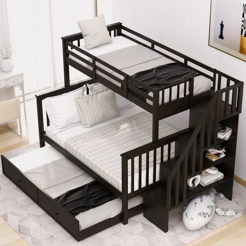 Bunk Bed With Twin Size Trundle, Storage And Guard Rail For Bedroom - R&R Furniture Gallery (Fountain Valley, CA)