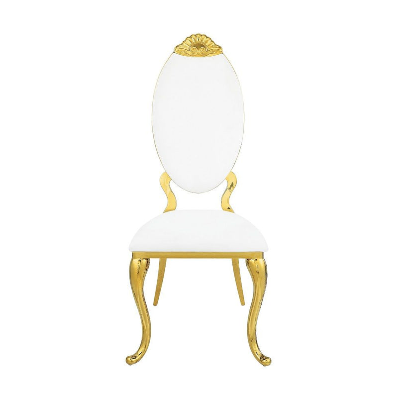 Fallon - Side Chair (Set of 2) - White Velvet & Mirrored Gold - R&R Furniture Gallery (Fountain Valley, CA)
