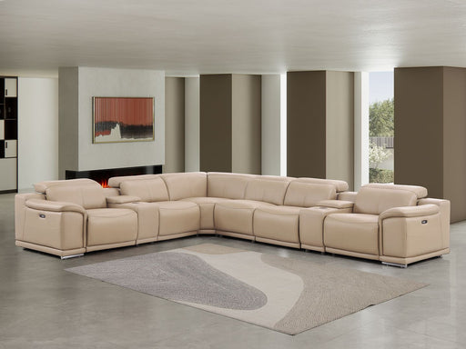 2679 - 8-Piece L-Shaped Power Reclining Sectional In Genuine Leather (3 Recliners) - R&R Furniture Gallery (Fountain Valley, CA)