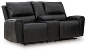 Glossmore - Reclining Loveseat With Console - Black - R&R Furniture Gallery (Fountain Valley, CA)