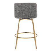Toriano - Contemporary, Fixed Height Counter Stool With Swivel With Round Footrest (Set of 2) - R&R Furniture Gallery (Fountain Valley, CA)