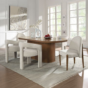Gamarya - Side Chair (Set of 2) - White Fabric & Oak - R&R Furniture Gallery (Fountain Valley, CA)