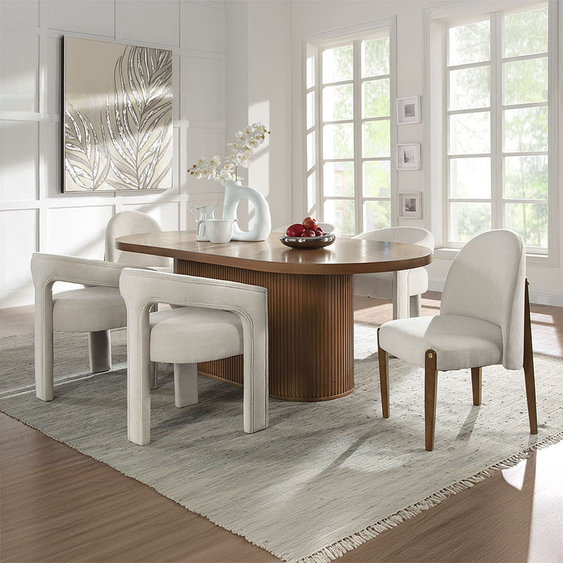 Gamarya - Side Chair (Set of 2) - White Fabric & Oak - R&R Furniture Gallery (Fountain Valley, CA)