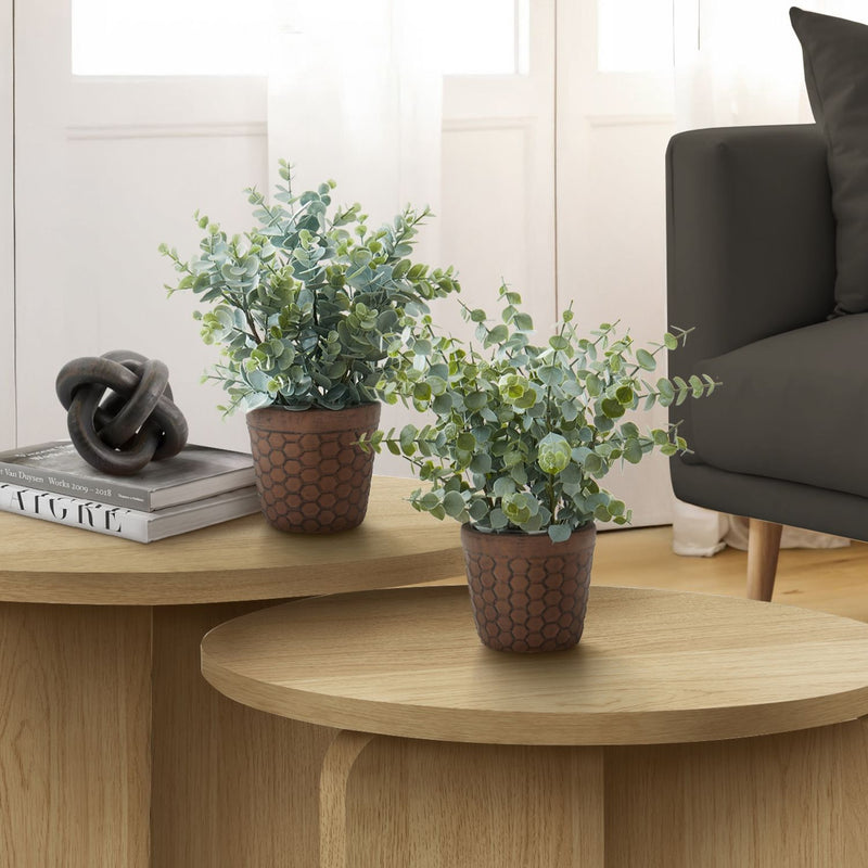Artificial eucalyptus grass plants from 8th Street, set of 2, featuring realistic green foliage for home decor.