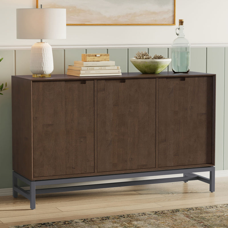 Banting Solid Wood Sideboard Buffet with Metal Frame — Modern Industrial Dining Room Storage - R&R Furniture Gallery (Fountain Valley, CA)