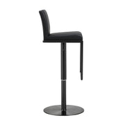 Black steel Amalfi barstool by TOV Furniture with adjustable height and modern design, featuring a sleek black finish.