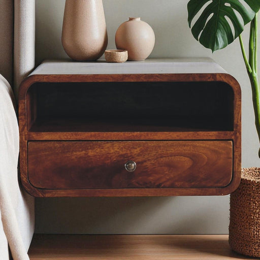 Curved Upper Slot Floating Nightstand - R&R Furniture Gallery (Fountain Valley, CA)