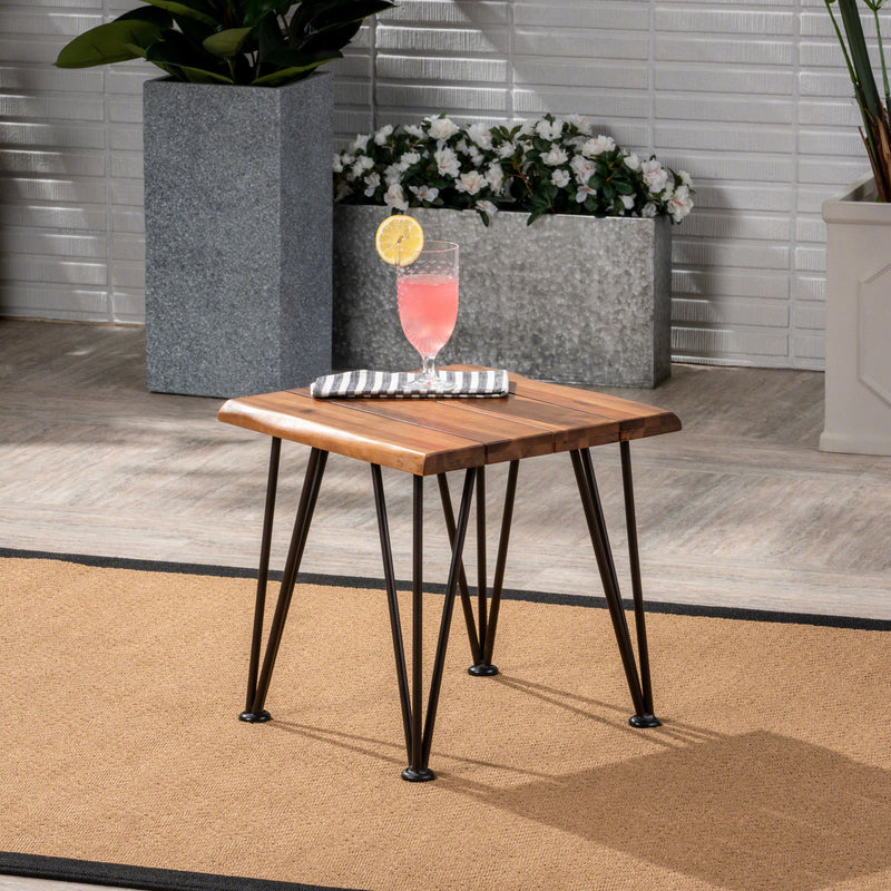 Zion - Outdoor Industrial Iron And Coffee Table - Teak - R&R Furniture Gallery (Fountain Valley, CA)