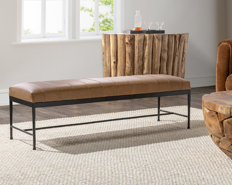 Madeleine - Leather Bench - Dune Walnut - R&R Furniture Gallery (Fountain Valley, CA)