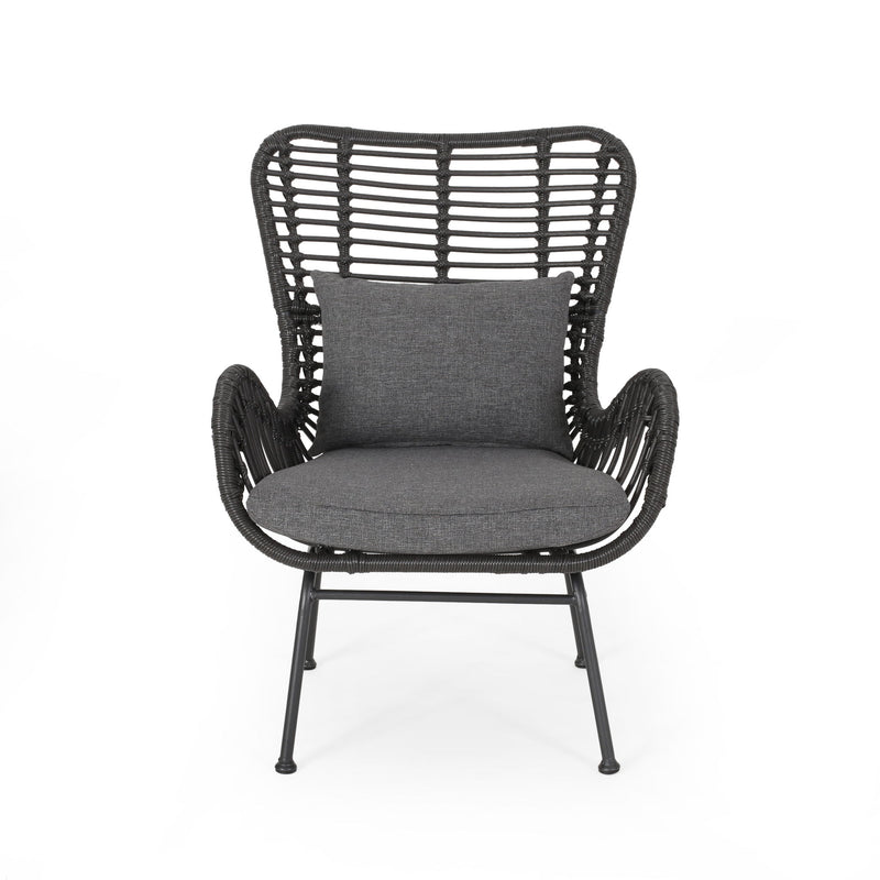 Modern Aesthetic Outdoor Rattan Accent Chair With Metal Legs - R&R Furniture Gallery (Fountain Valley, CA)