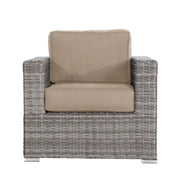 LSI Patio Furniture arm chair with cushions, stylish outdoor patio chair featuring a modern design and comfortable seating.