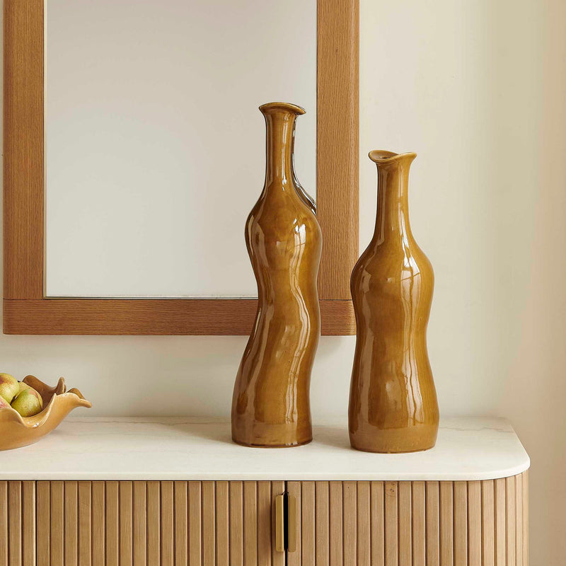 Sienna Flow - Indoor-Outdoor Bottle Vases (Set of 2) - Brown