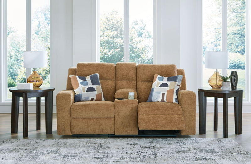 Kanlow - Dbl Reclining Loveseat With Console - R&R Furniture Gallery (Fountain Valley, CA)