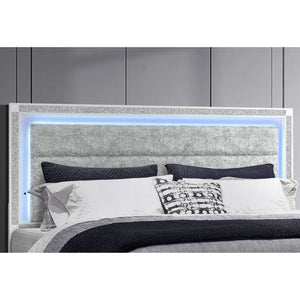 Soulmarie - Bed With LED Lighting And Padded Headboard