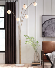 Taliya - Metal Arc Lamp  - Champagne / White - R&R Furniture Gallery (Fountain Valley, CA)
