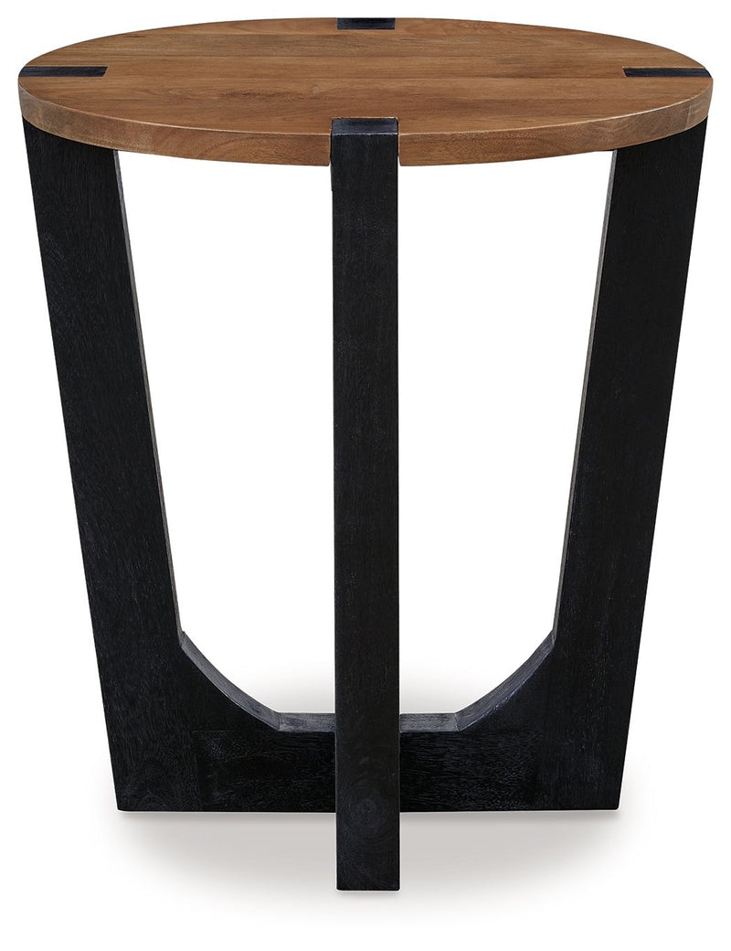 Hanneforth - Round End Table - Brown - R&R Furniture Gallery (Fountain Valley, CA)