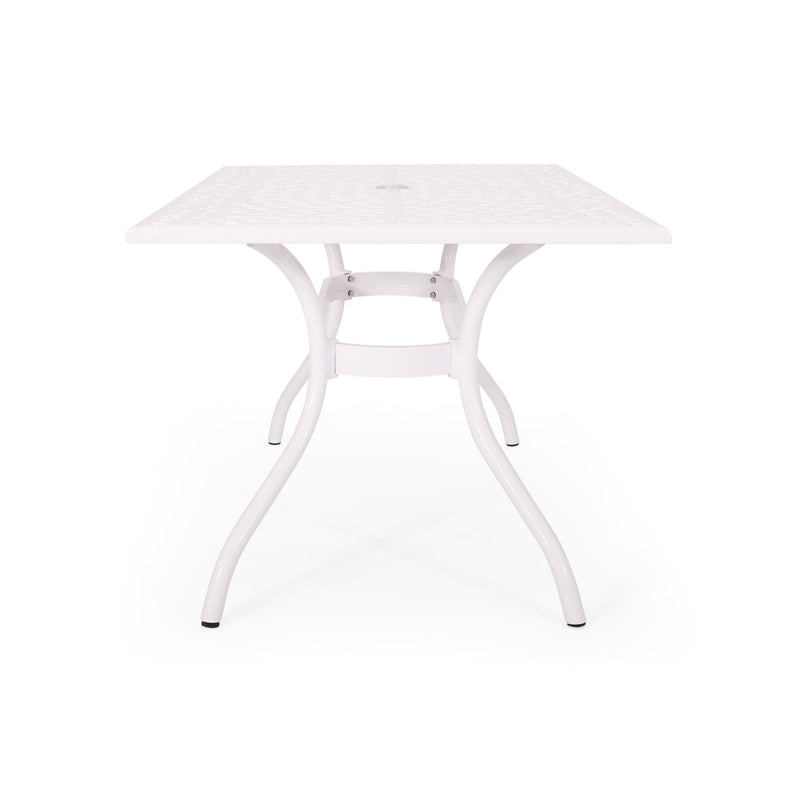 Celestine - Outdoor Cast Aluminum Dining Table With Floral Lattice Design And Umbrella Holder - R&R Furniture Gallery (Fountain Valley, CA)