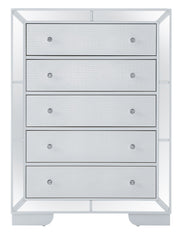 White storage chest from Glory Furniture accent chests collection, featuring a sleek design with a smooth surface and functional storage space.