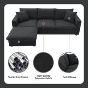 Modern Sectional Sofa With Throw Pillows, Cloud L Shaped Couch Set With Wide 4 Seat Comfy Couch Set With Movable Ottoman - R&R Furniture Gallery (Fountain Valley, CA)