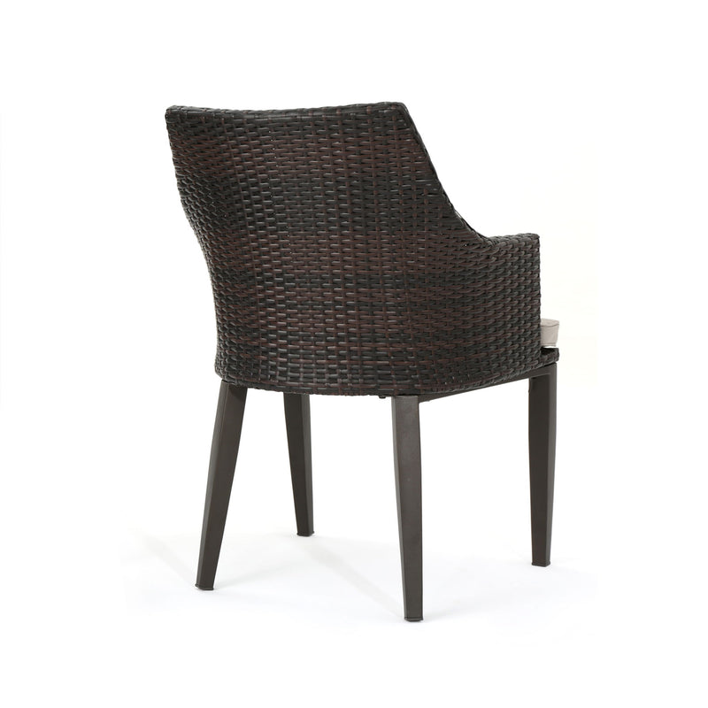 Noble House Hillhurst outdoor chair set with weather-resistant cushions, featuring two comfortable, stylish patio chairs.