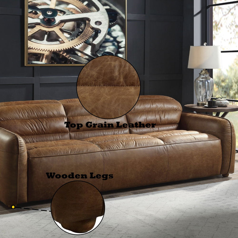 Rafer - Sofa - Cocoa Top Grain Leather - R&R Furniture Gallery (Fountain Valley, CA)