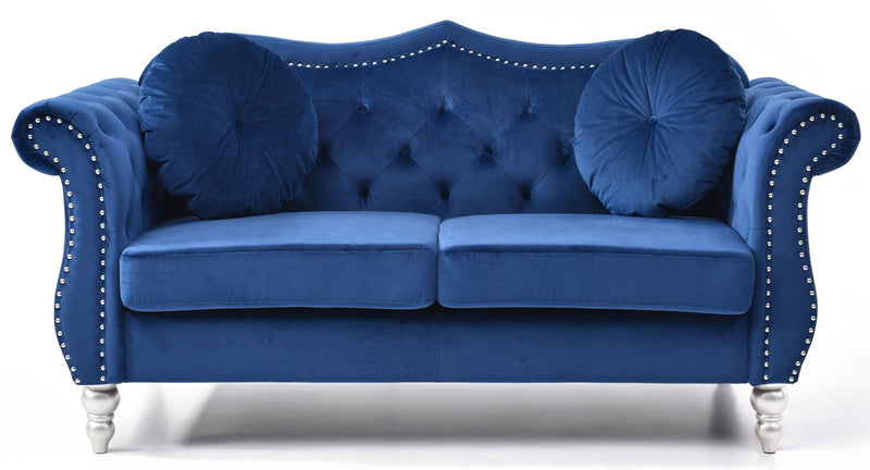 Glory Furniture stylish flared arm loveseat in a stationary design with plush upholstery and modern aesthetic.