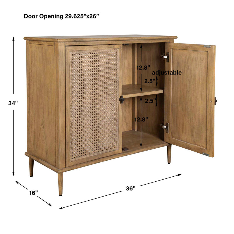 Coast - 2 Door Rattan Cabinet - Woodtone