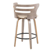 Lumi Source Cosini mid-century modern fixed height barstools with swivel, round footrest, set of 2, featuring sleek wooden legs