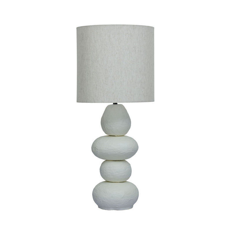 TOV Furniture Pebble Papier Mache Lamp, modern table lamp with textured pebble design in neutral tones for contemporary decor.
