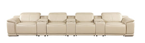 9762 - 7-Piece Italian Top Grain Leather Power Reclining Sofa With 4 Power Recliners - Beige