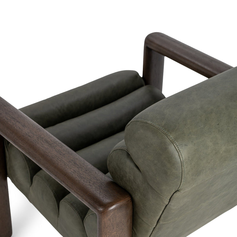 Classic Home Dahlia accent chair with cushioned seat and floral patterned upholstery in a cozy living room setting.