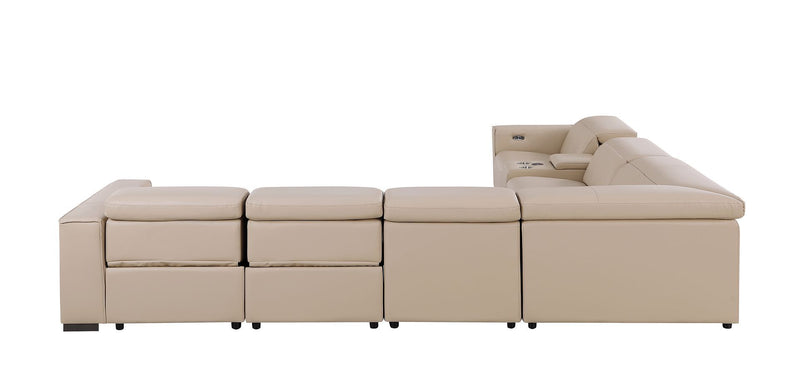 1208 - 7 Piece L-Shaped Leather Reclining Sectional With 3 Power Recliners
