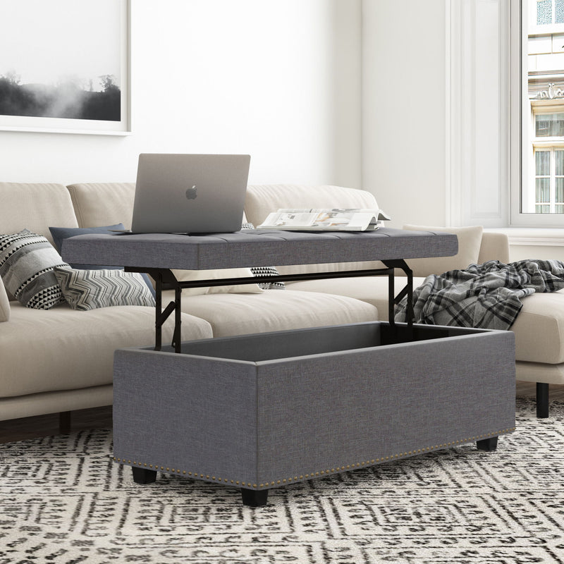 Hamilton - Upholstered Lift Top Rectangular Storage Ottoman - R&R Furniture Gallery (Fountain Valley, CA)