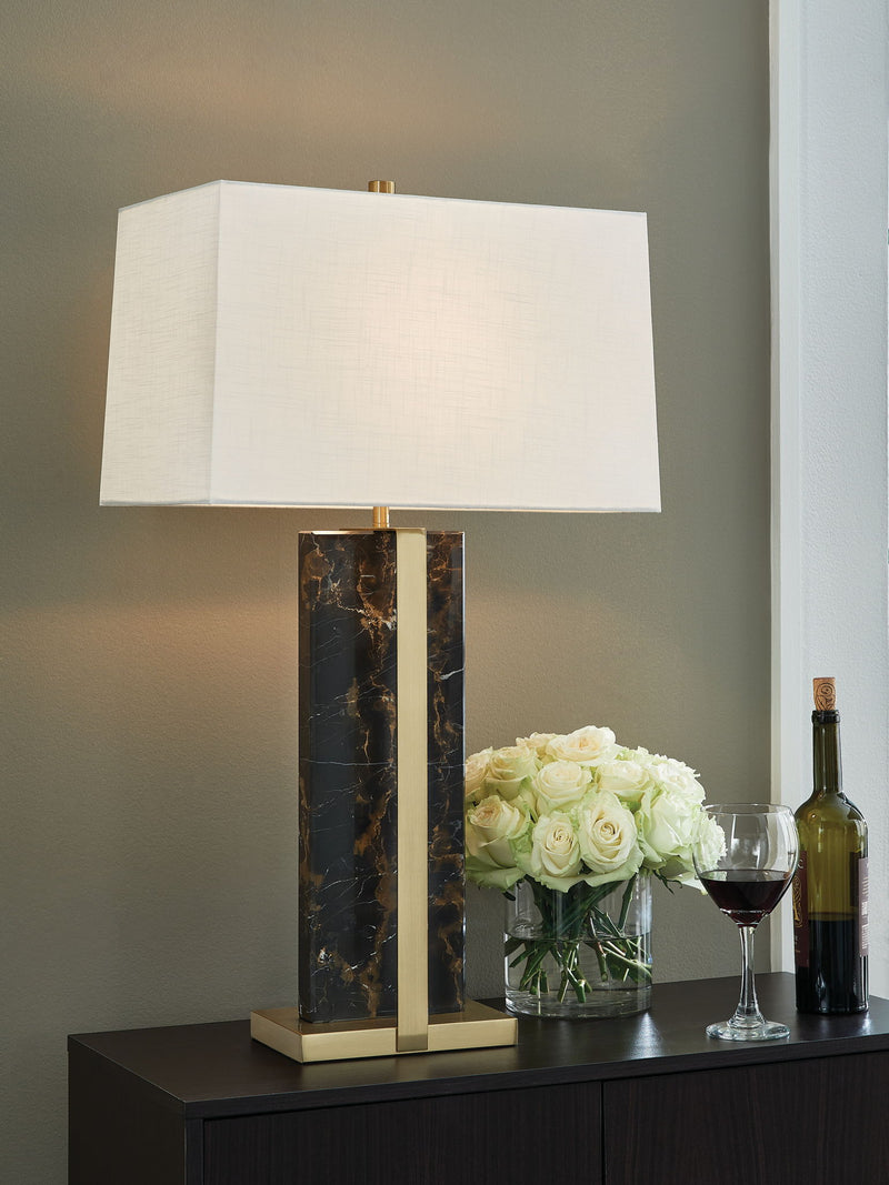 Neonish - Marble Table Lamp - Black / Gold Finish - R&R Furniture Gallery (Fountain Valley, CA)