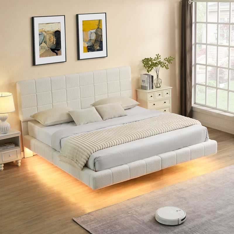 Floating Bed With Light, Soft Touch Surface - R&R Furniture Gallery (Fountain Valley, CA)