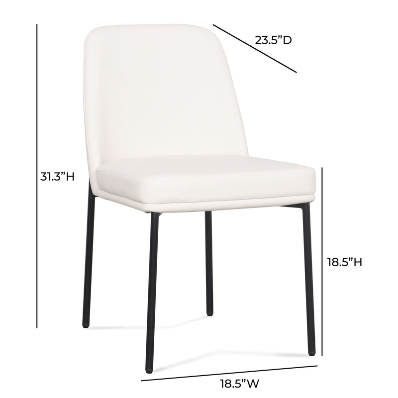 Pair of Sydney dining chairs by TOV Furniture, featuring modern design with upholstered seats and sleek wooden legs.