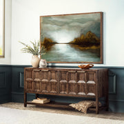 Classic Home Costa 4-door buffet cabinet with wooden finish and modern design, featuring ample storage space and sleek hardware.
