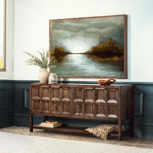 Classic Home Costa 4-door buffet cabinet with wooden finish and modern design, featuring ample storage space and sleek hardware.